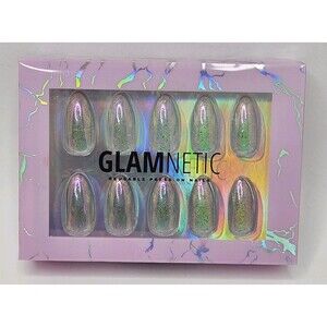 Glamnetic Reusable Press-On Nails Stardust Medium Almond 24 Nail Kit New W/Glue